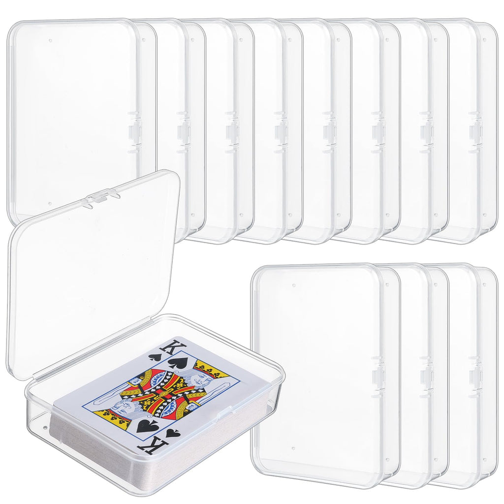 Clear Acrylic Playing Card Storage Box (Pack of 12) – Snap-Close PP Deck Holder for Standard Cards, Beads, and Small Accessories