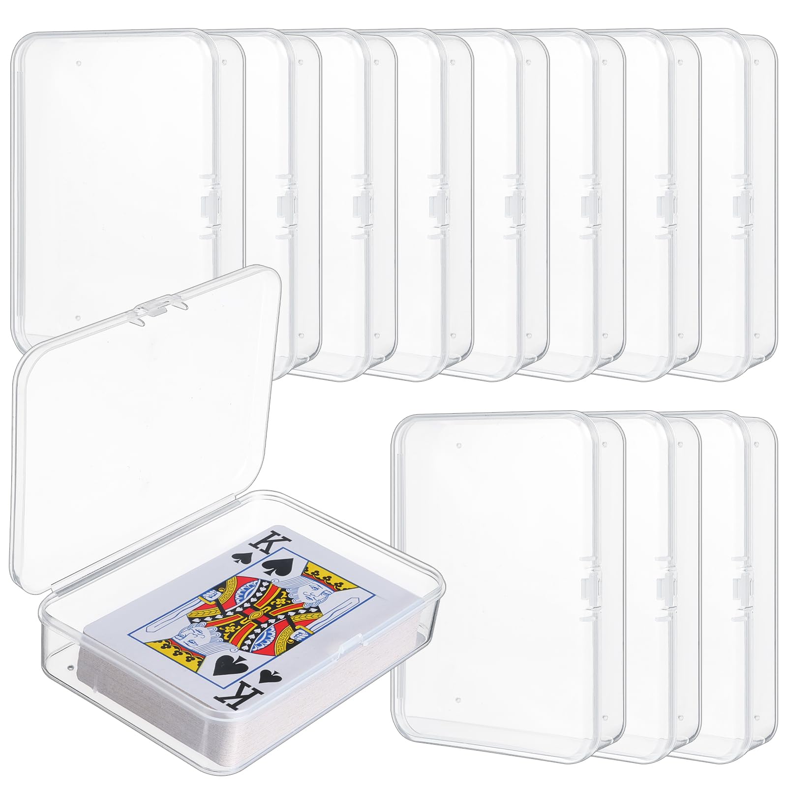 Clear Acrylic Playing Card Storage Box (Pack of 12) – Snap-Close PP Deck Holder for Standard Cards, Beads, and Small Accessories