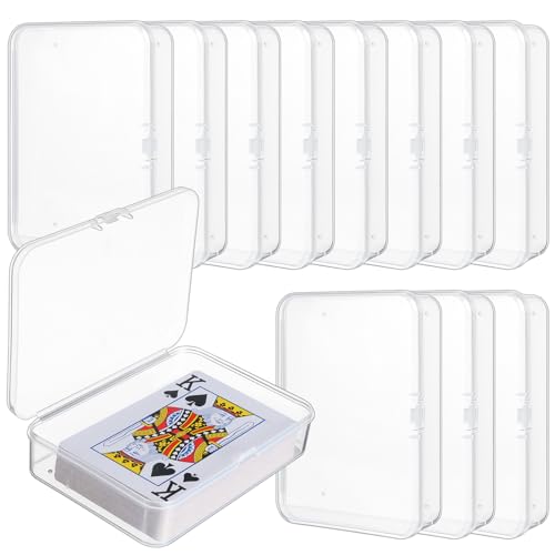 Clear Acrylic Playing Card Storage Box (Pack of 12) – Snap-Close PP Deck Holder for Standard Cards, Beads, and Small Accessories