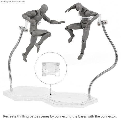 Clear Action Figure Display Stands with Adjustable Metal Support Arm - 2 Pack for 6-Inch Figures, Gundam 1/144, S.H.Figuarts