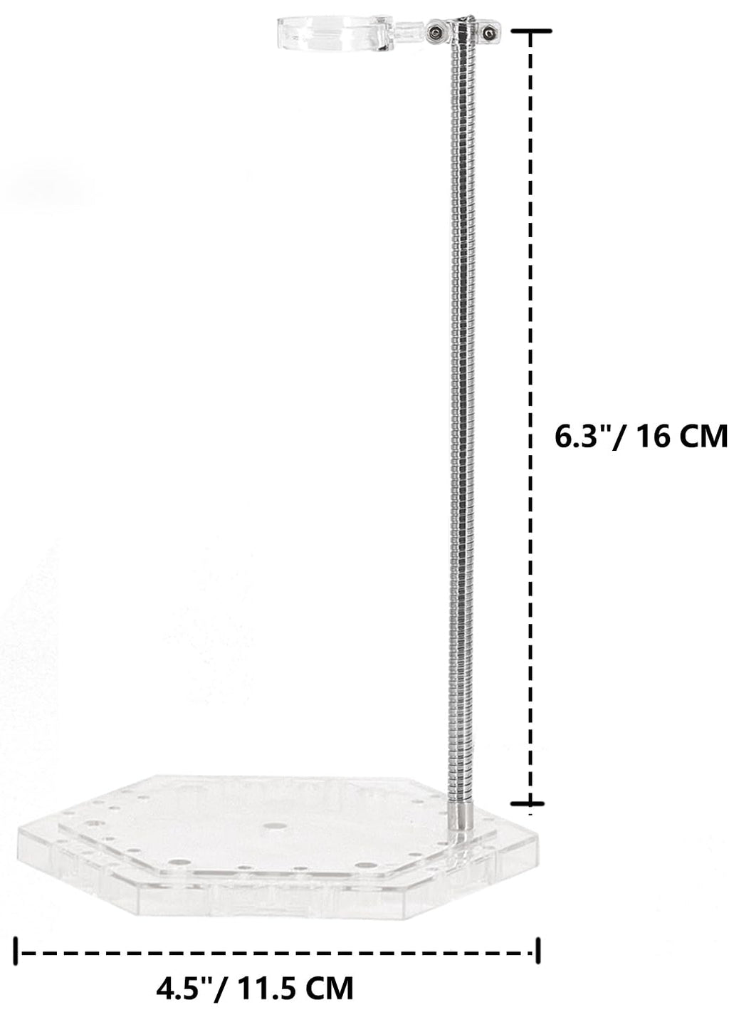 Clear Action Figure Display Stands with Adjustable Metal Support Arm - 2 Pack for 6-Inch Figures, Gundam 1/144, S.H.Figuarts