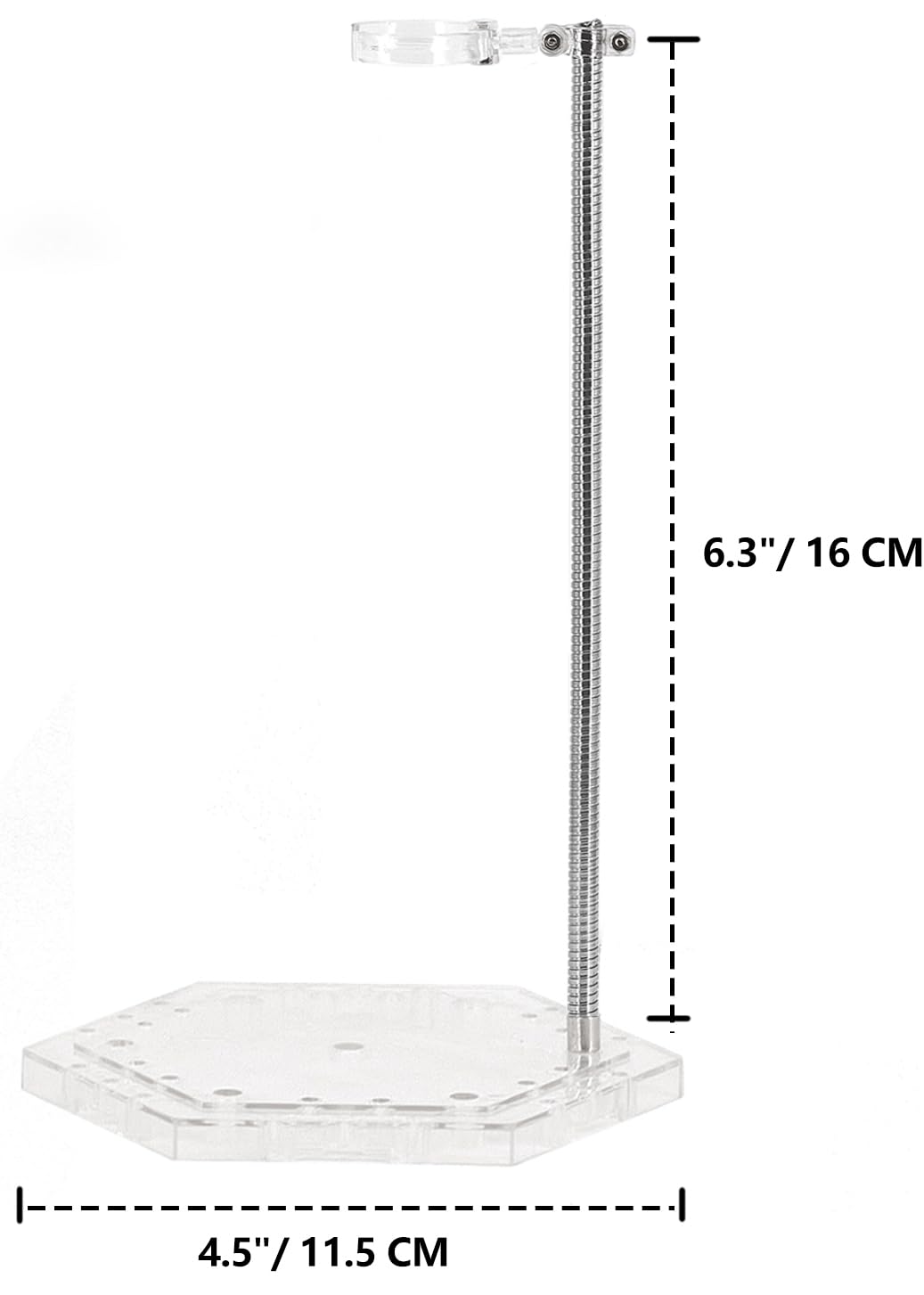Clear Action Figure Display Stands with Adjustable Metal Support Arm - 2 Pack for 6-Inch Figures, Gundam 1/144, S.H.Figuarts