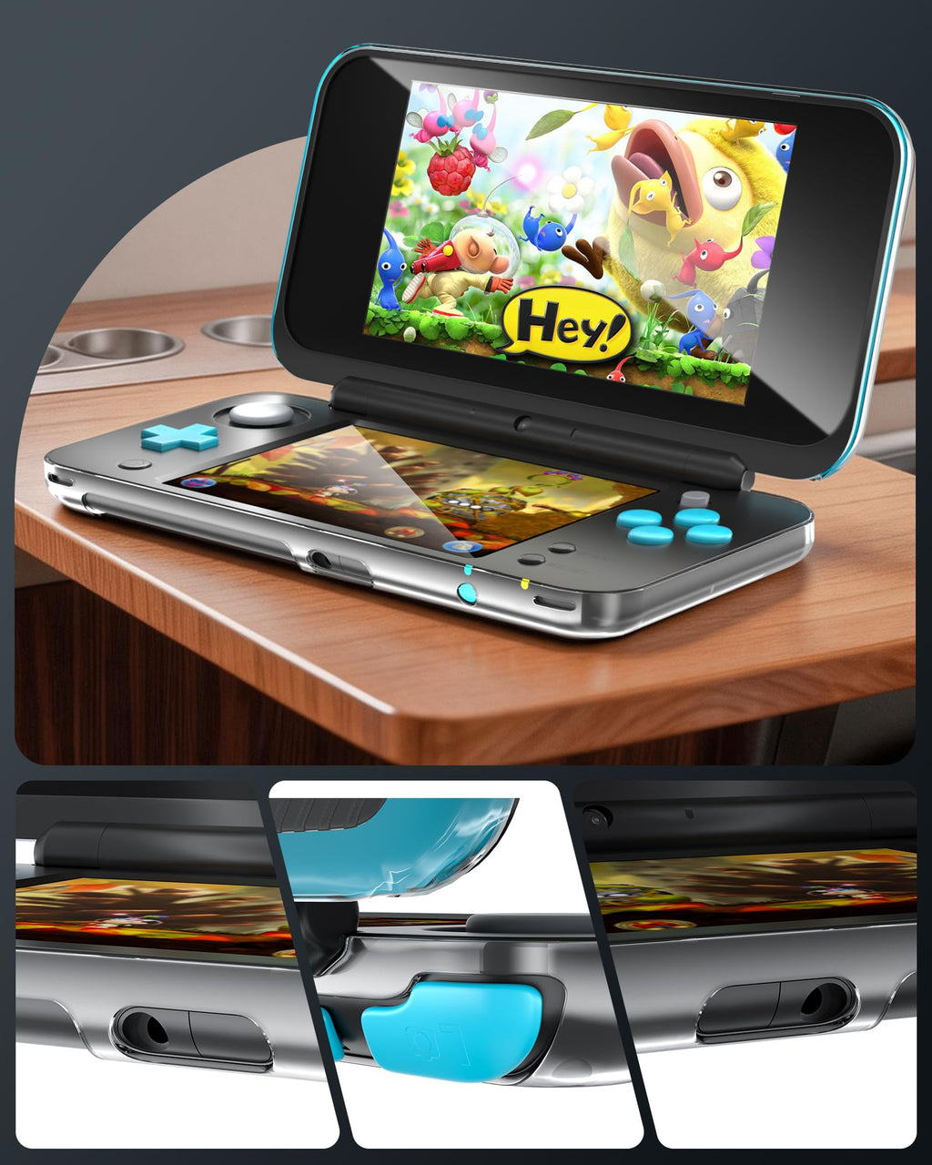 Clear Protective Case for New 2DS XL – Split PC Hard Shell with Dual Screen Protectors & Installation Kit | TriverseTech