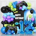 Cledeco 12th Birthday Video Game Balloons Arch Kit – 106-Piece Party Garland with Blue Number 12 Foil Balloon