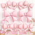 Cledeco Pink Bow Foil Balloons Set - 38in & 21in, 8 Pack for Birthday, Bridal Shower, Wedding Party Decorations