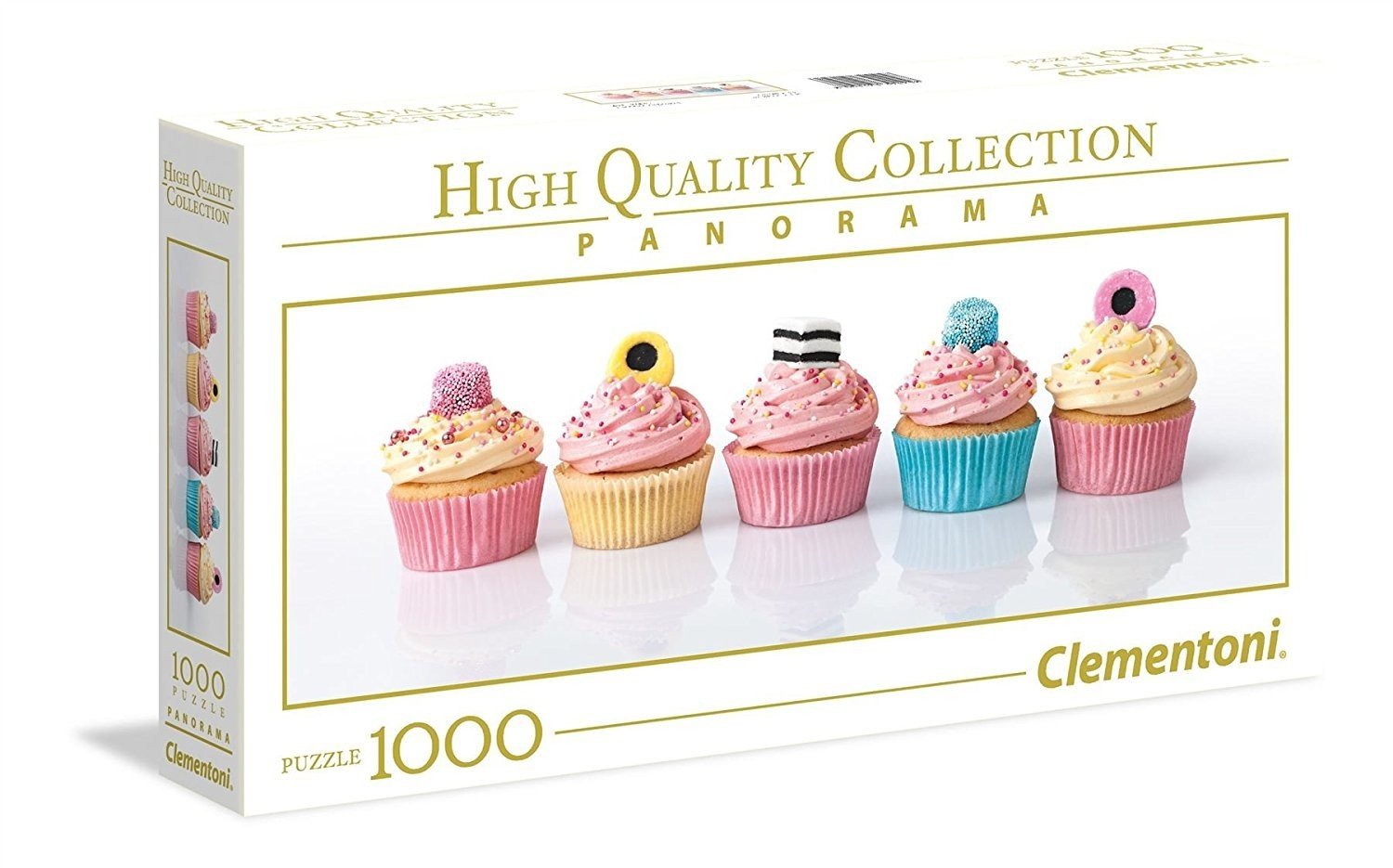 Clementoni 1000-Piece Panoramic Puzzle: Licorice Cupcakes, 98x33 cm