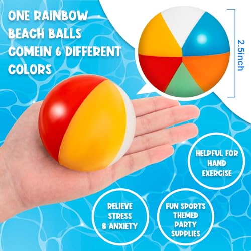 CLESDF 9-Pack Mini Rainbow Stress Balls: Foam PU Beach Balls for Pool, Party Favors & Anxiety Relief