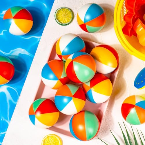 CLESDF 9-Pack Mini Rainbow Stress Balls: Foam PU Beach Balls for Pool, Party Favors & Anxiety Relief