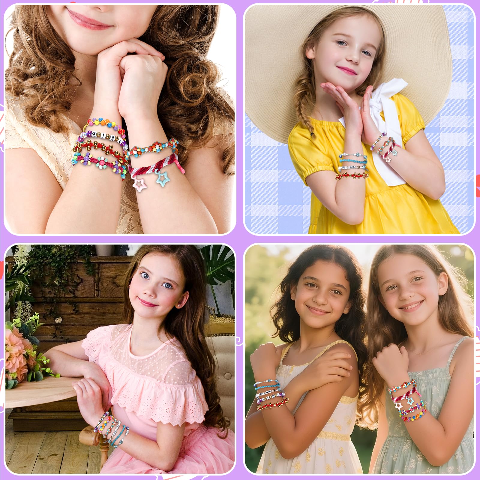 Cmiolacuna Friendship Bracelet Making Kit for Girls Ages 6-12 – DIY Loom with 23 Strings & Letter Beads, Purple