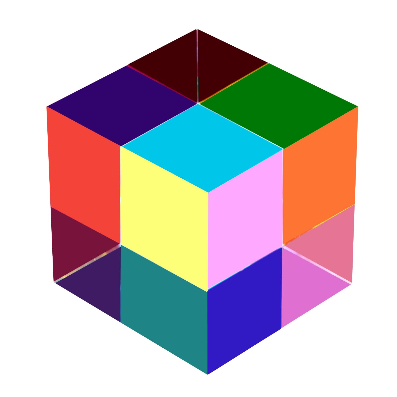 CMY Color Cube 40mm - Acrylic Prism for Desktop Decor, STEM Learning, and Stress Relief