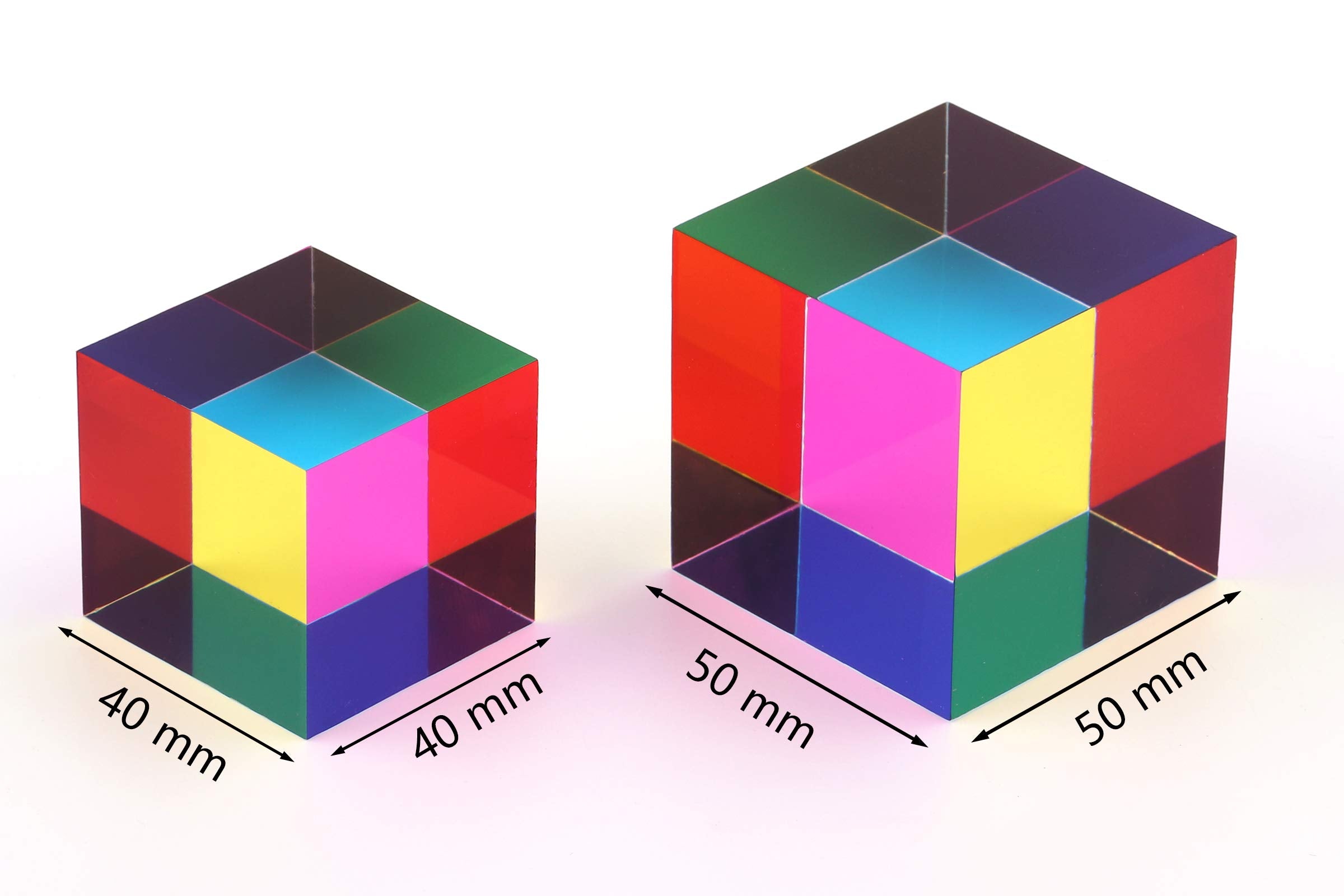 CMY Color Cube 40mm - Acrylic Prism for Desktop Decor, STEM Learning, and Stress Relief