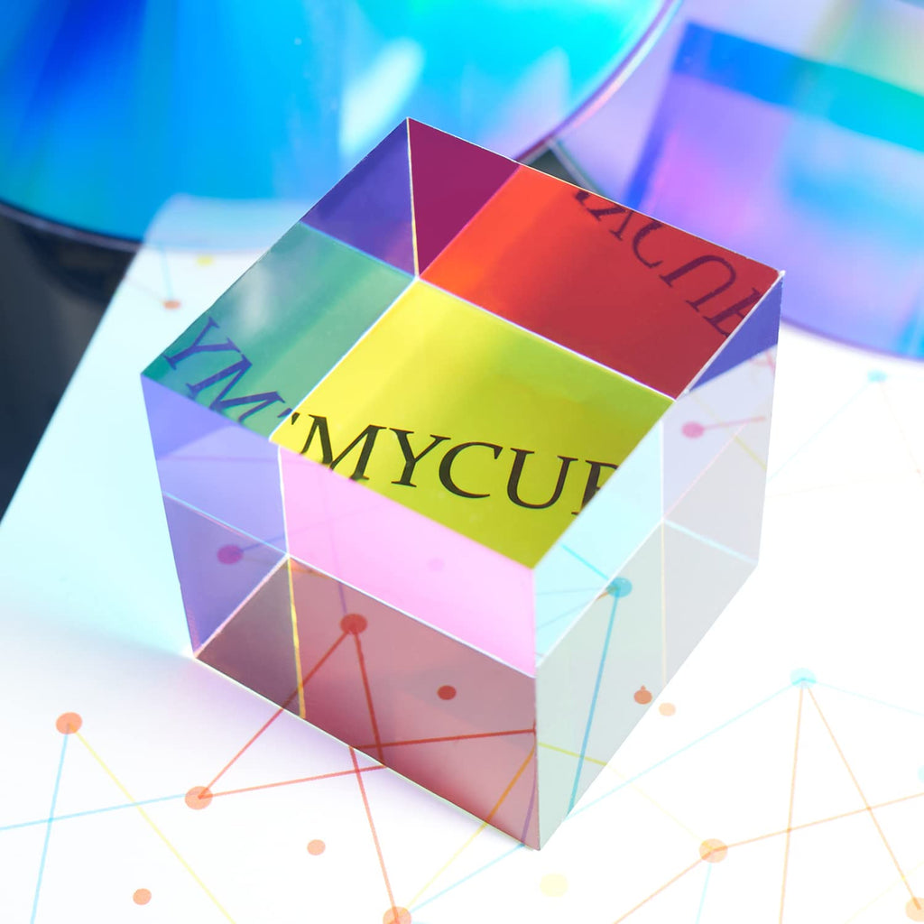 CMY Color Cube (50mm) Acrylic Prism - Subtractive Color Mixing Toy for Education and Relaxation