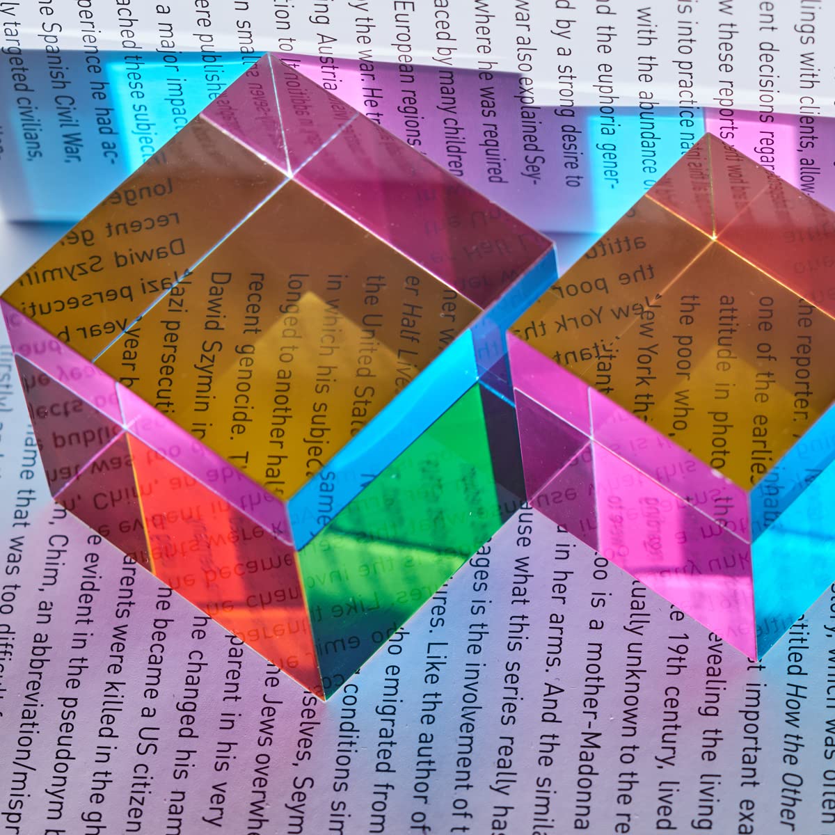 CMY Color Cube (50mm) Acrylic Prism - Subtractive Color Mixing Toy for Education and Relaxation
