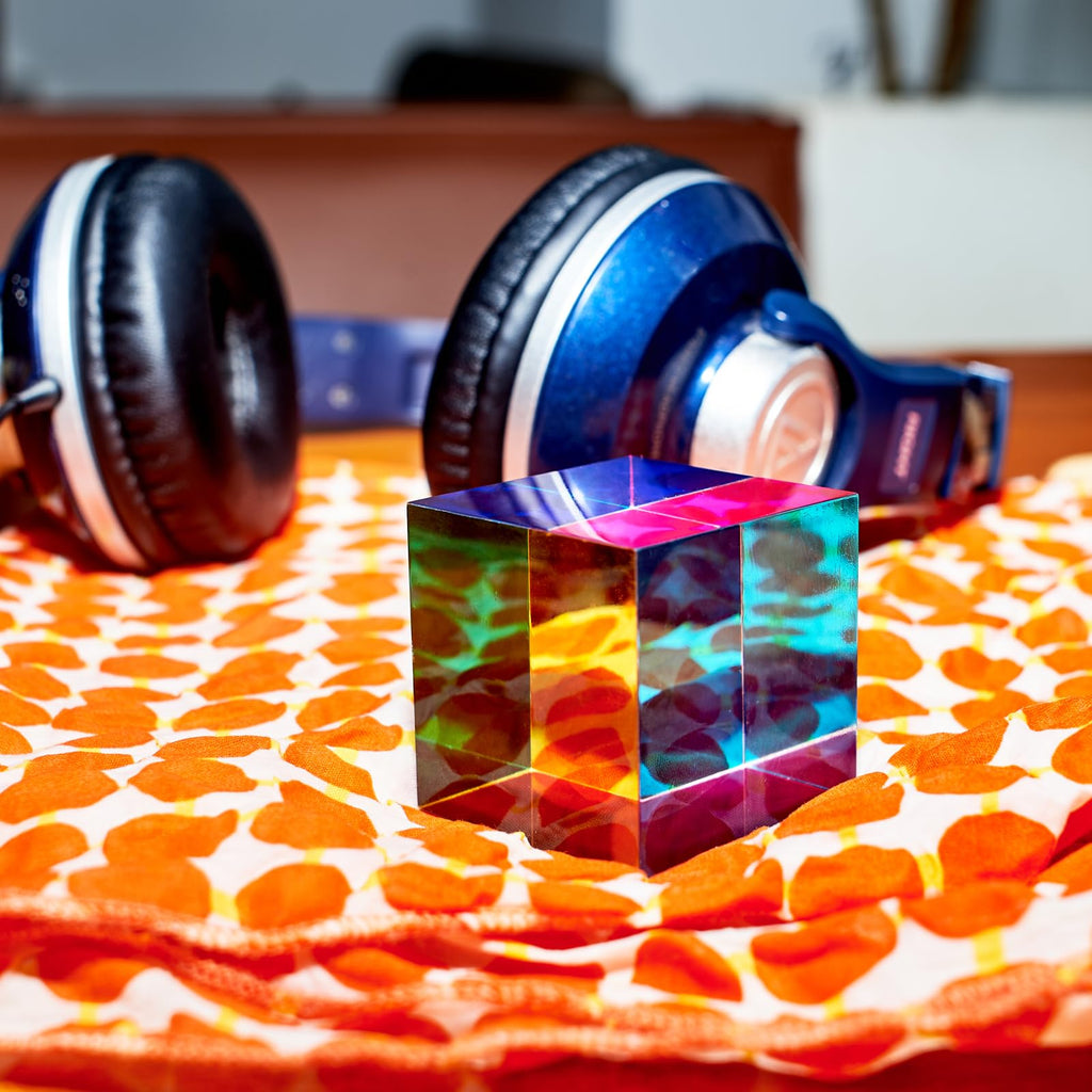 CMY Color Cube (50mm) Acrylic Prism - Subtractive Color Mixing Toy for Education and Relaxation