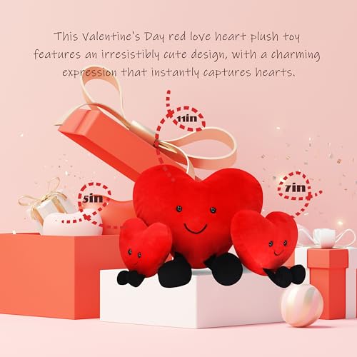 CNAANA 5-Inch Red Heart Plush Pillow – Cute Valentine's Day Stuffed Toy for Kids