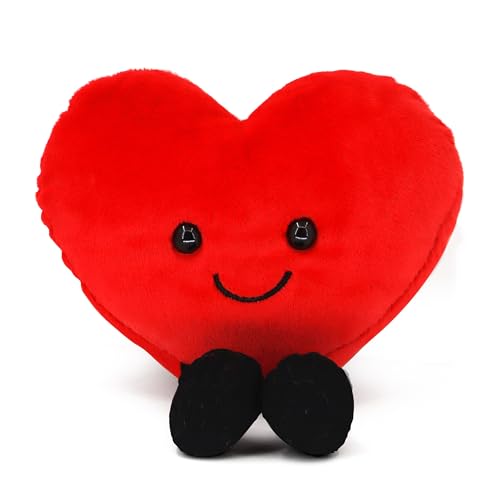 CNAANA 5-Inch Red Heart Plush Pillow – Cute Valentine's Day Stuffed Toy for Kids