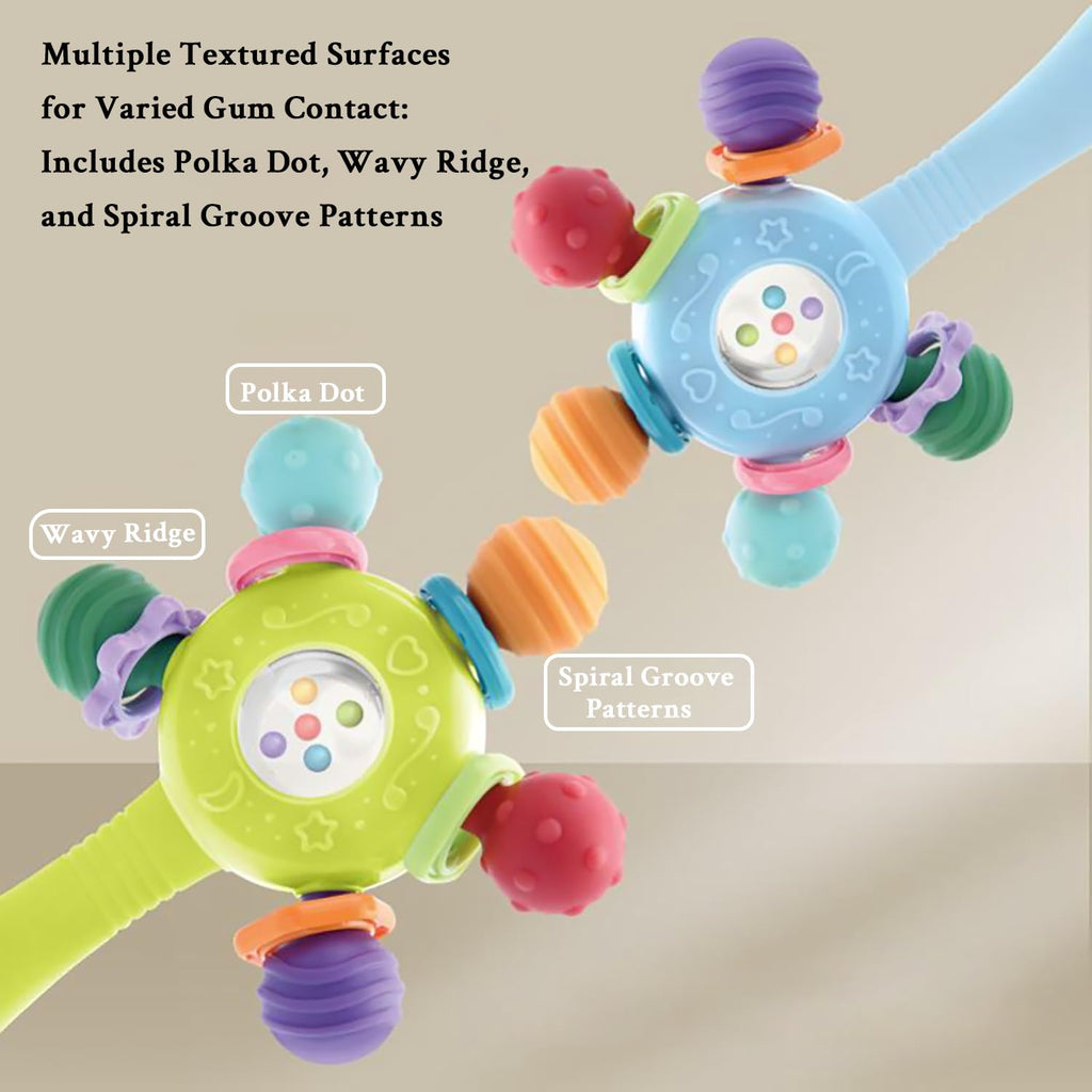 CNBESTFASHION Baby Rattle and Teether Toy for 0-18 Months – Food-Grade Silicone Suction Cup Teething Toy with Bell, Pink
