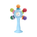 CNBESTFASHION Baby Teether Rattle Toy - 2-in-1 Food Grade Silicone with Suction Cup, Montessori Sensory Toy for 0-12 Months (Blue)