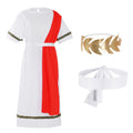 cnomg Red Toga Costume for Men - Greek Roman God Outfit with Headband and Belt