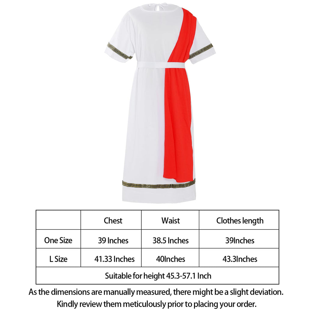 cnomg Red Toga Costume for Men - Greek Roman God Outfit with Headband and Belt