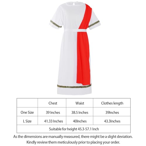 cnomg Red Toga Costume for Men - Greek Roman God Outfit with Headband and Belt
