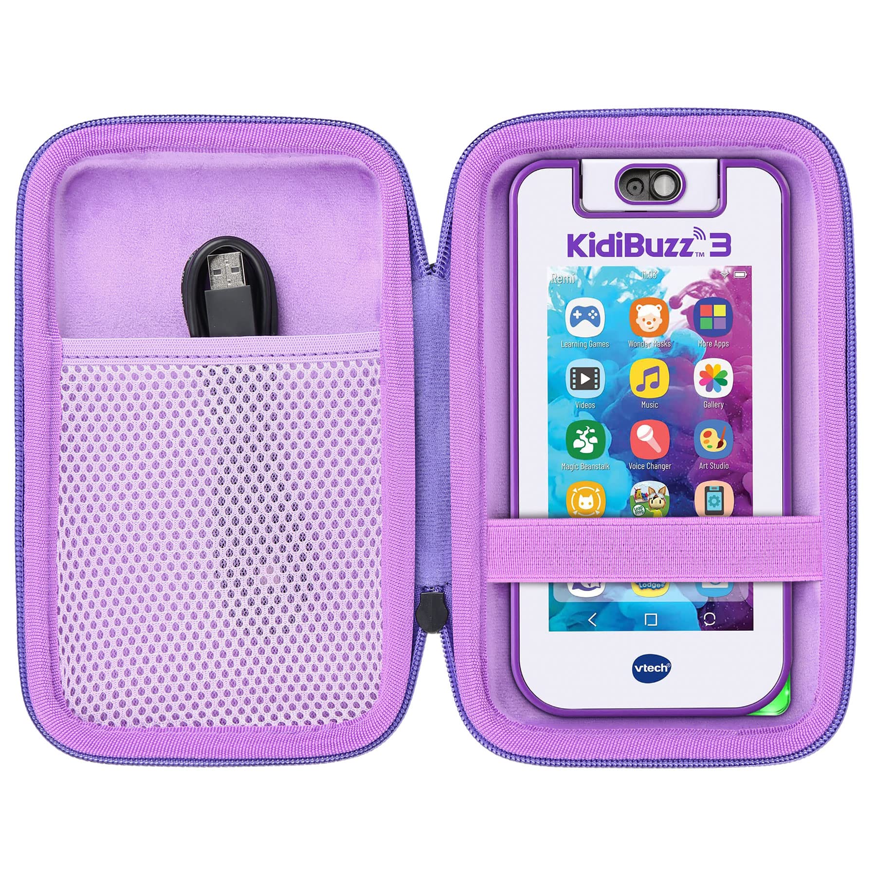 co2CREA Protective Hard Shell Case for VTech KidiBuzz 3 & KidiBuzz G2 (Black with Purple Interior)