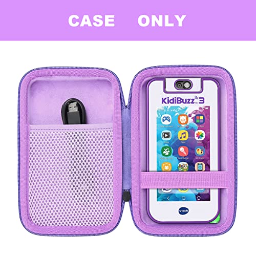 co2CREA Protective Hard Shell Case for VTech KidiBuzz 3 & KidiBuzz G2 (Black with Purple Interior)