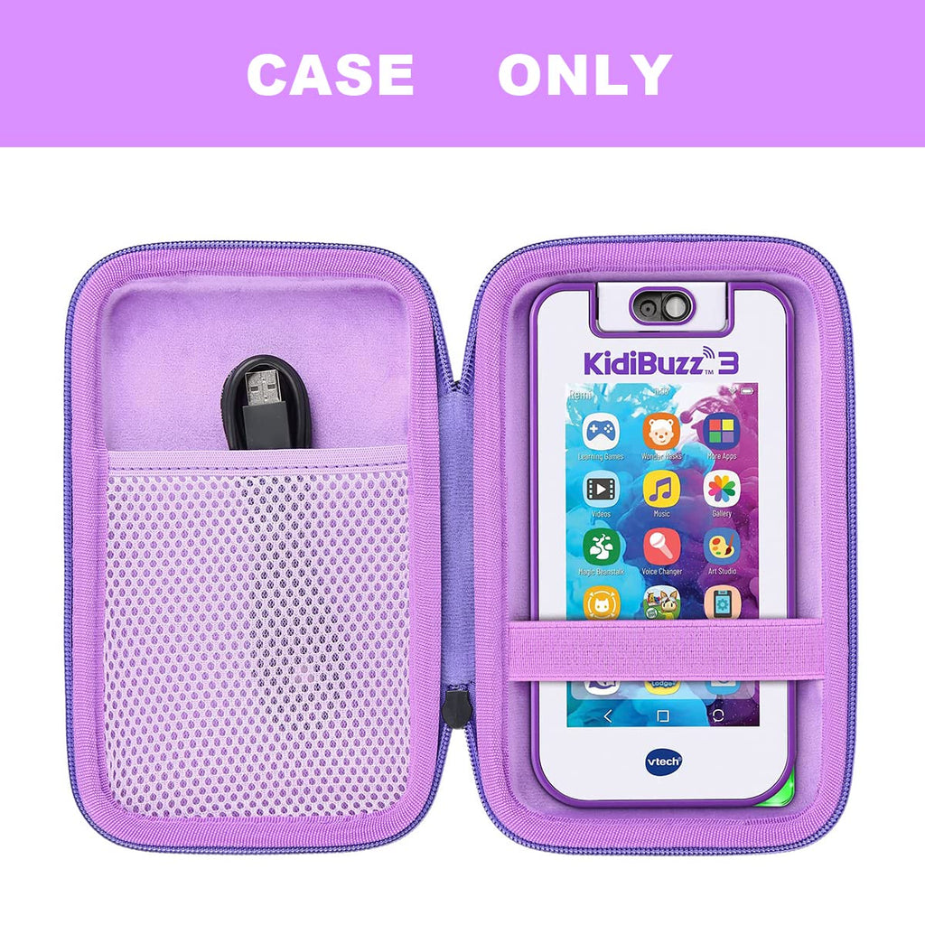 co2CREA Protective Hard Shell Case for VTech KidiBuzz 3 & KidiBuzz G2 (Black with Purple Interior)
