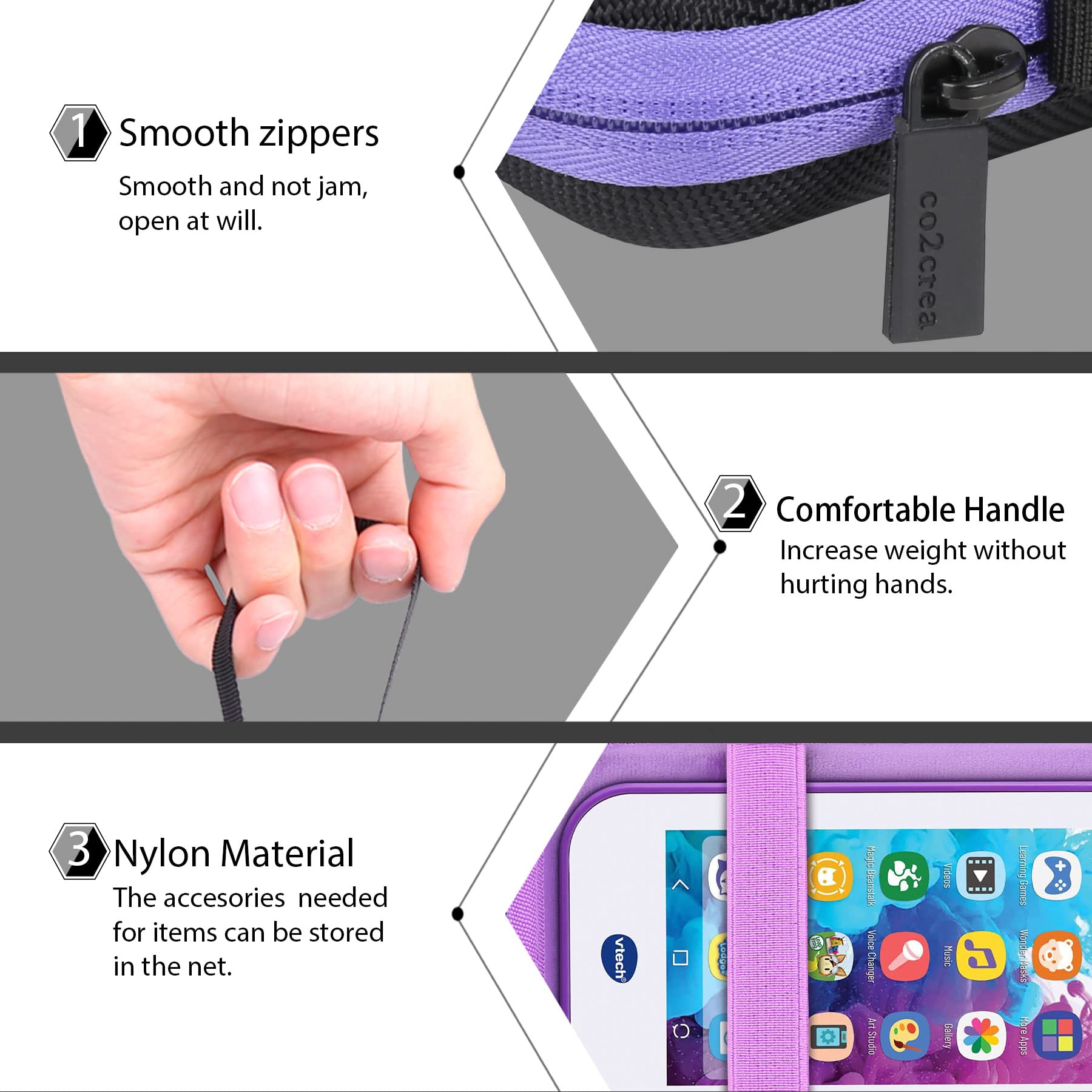 co2CREA Protective Hard Shell Case for VTech KidiBuzz 3 & KidiBuzz G2 (Black with Purple Interior)