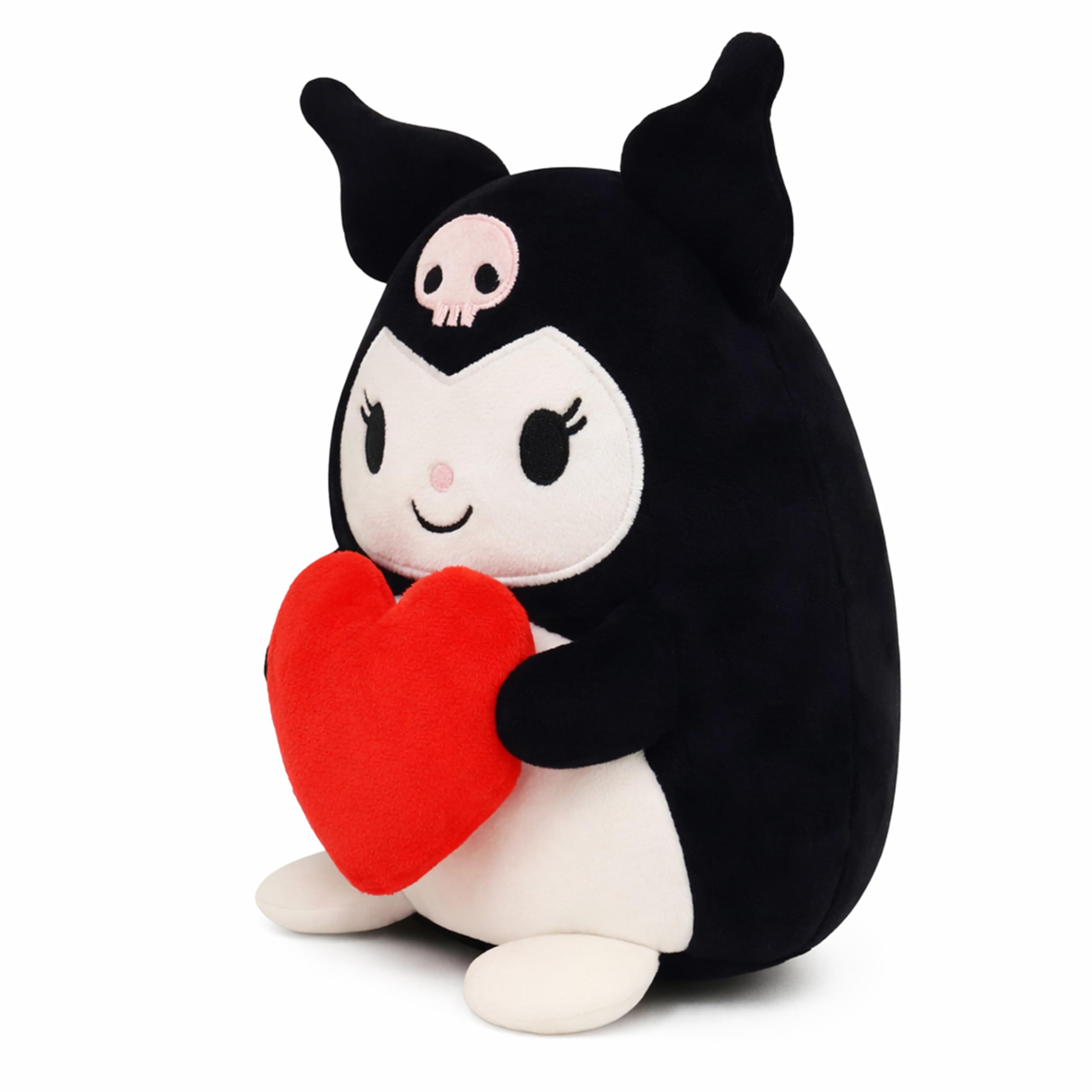 COAQAC 8-Inch Valentine's Day Plush Toy – Black Kawaii Heart Pillow for Romantic Gifts