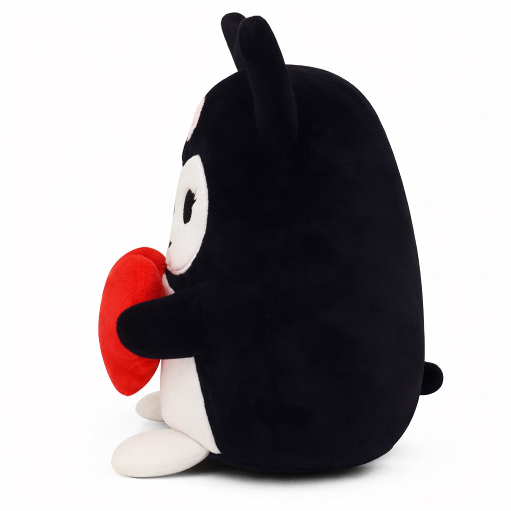 COAQAC 8-Inch Valentine's Day Plush Toy – Black Kawaii Heart Pillow for Romantic Gifts