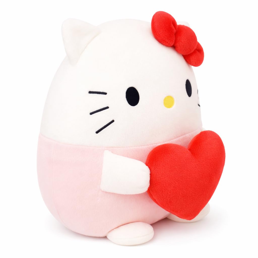 COAQAC Kawaii Plush Toy 8-Inch Valentine's Day Heart-Shaped Pillow, Cute Soft Plush Stuffed Animal Gift for Couples (Pink)