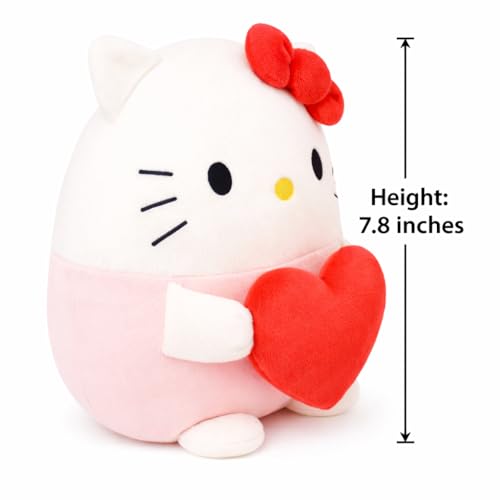 COAQAC Kawaii Plush Toy 8-Inch Valentine's Day Heart-Shaped Pillow, Cute Soft Plush Stuffed Animal Gift for Couples (Pink)