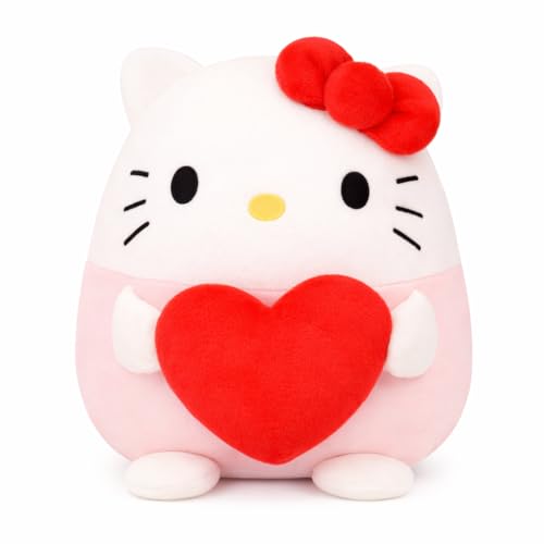 COAQAC Kawaii Plush Toy 8-Inch Valentine's Day Heart-Shaped Pillow, Cute Soft Plush Stuffed Animal Gift for Couples (Pink)
