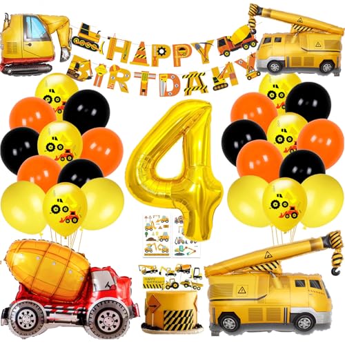 Cobesyood Construction Birthday Party Supplies Kit with Foil Balloons and Banner