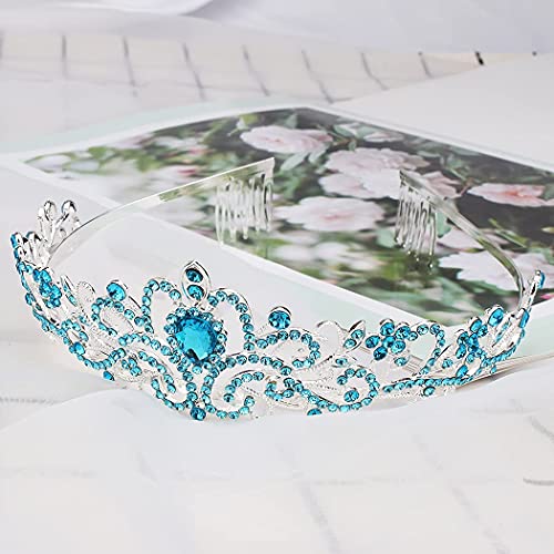 COCIDE Birthday Queen Sash & Crown Set – Blue Glitter Sash with Rhinestone Tiara for Women