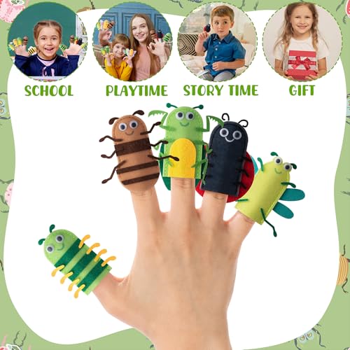 COcnny Insect Finger Puppets Craft - 21-Piece DIY Felt Puppet Making Kit for Kids Ages 3-8
