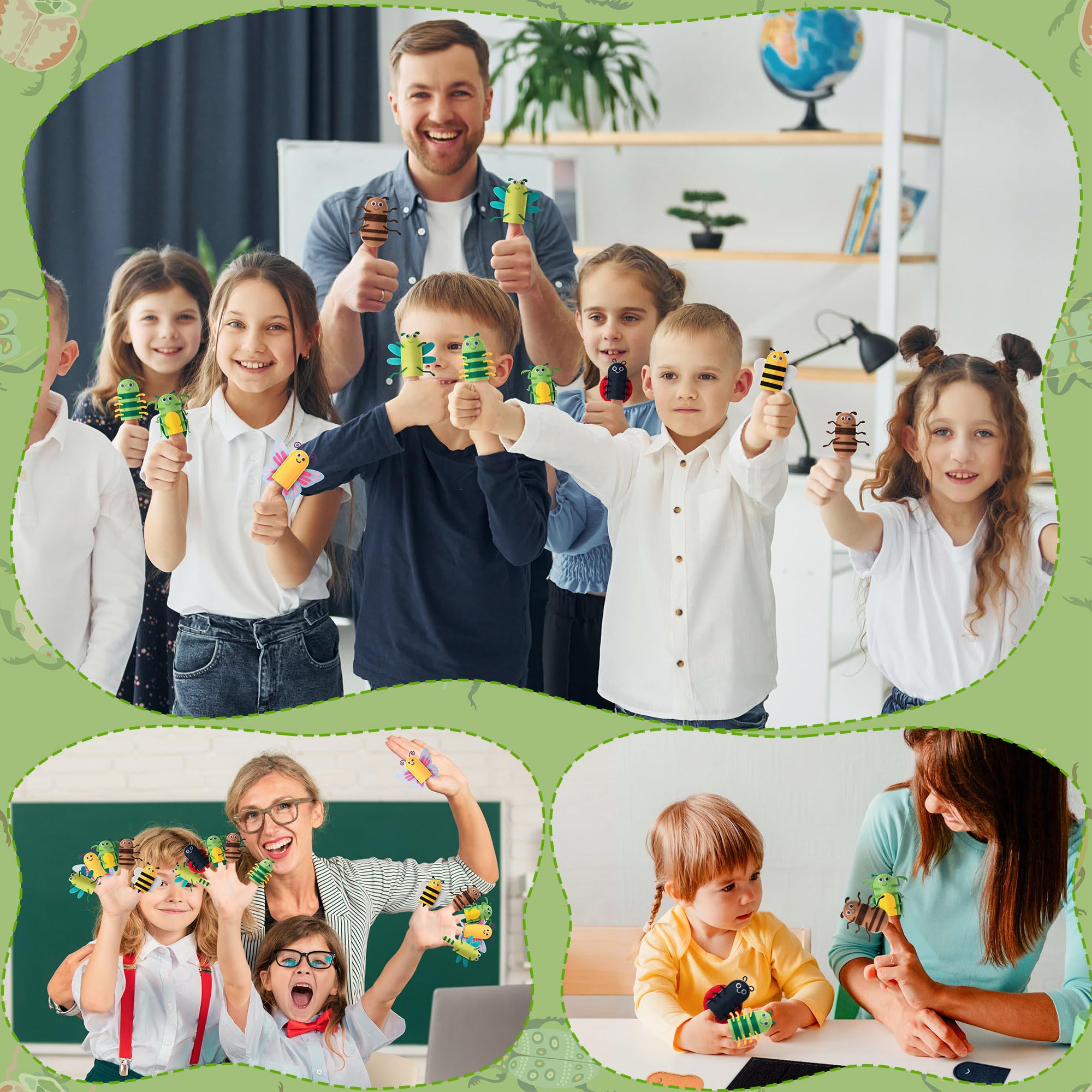 COcnny Insect Finger Puppets Craft - 21-Piece DIY Felt Puppet Making Kit for Kids Ages 3-8
