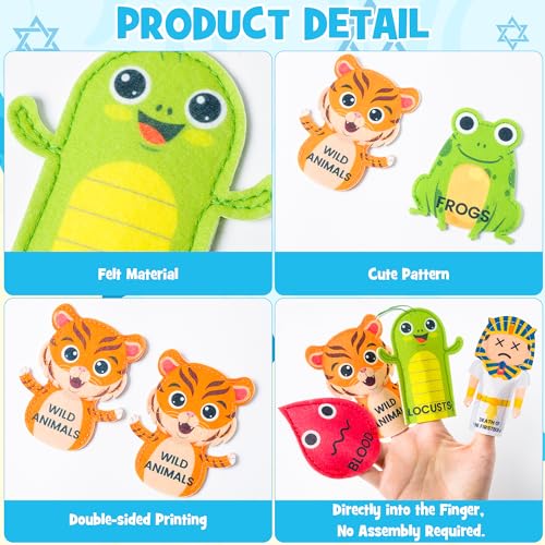 COcnny Passover Plague Finger Puppets – 30 Felt Puppets for Kids – Ten Plagues Set