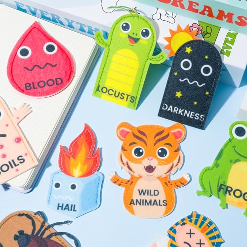 COcnny Passover Plague Finger Puppets – 30 Felt Puppets for Kids – Ten Plagues Set