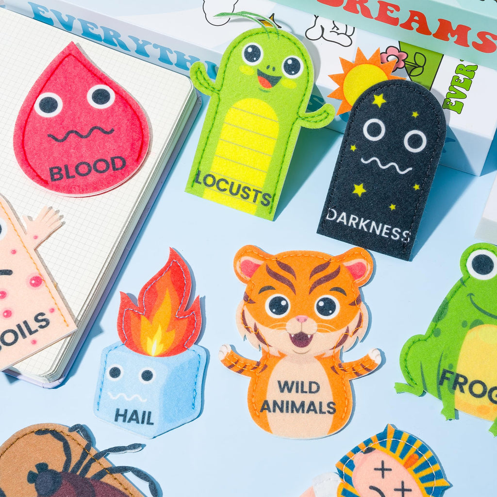 COcnny Passover Plague Finger Puppets – 30 Felt Puppets for Kids – Ten Plagues Set