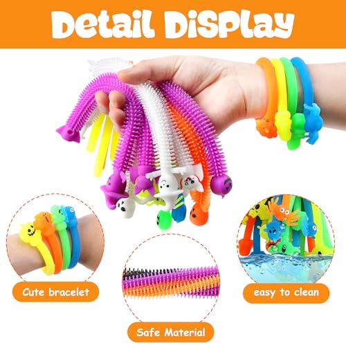 codree 32-Pack Halloween Stretchy Fidget Toys – Sensory Stress Relief Strings with Ghost, Pumpkin, Bat & Skull Designs