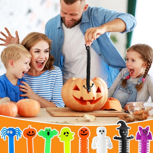 codree 32-Pack Halloween Stretchy Fidget Toys – Sensory Stress Relief Strings with Ghost, Pumpkin, Bat & Skull Designs