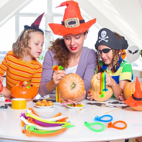 codree 32-Pack Halloween Stretchy Fidget Toys – Sensory Stress Relief Strings with Ghost, Pumpkin, Bat & Skull Designs