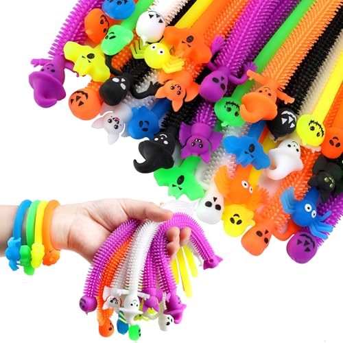 codree 32-Pack Halloween Stretchy Fidget Toys – Sensory Stress Relief Strings with Ghost, Pumpkin, Bat & Skull Designs