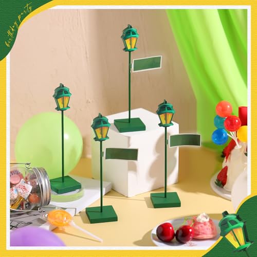 Colingmill 6 Pcs Wooden Street Sign Lamp Post Centerpiece with 24 Customizable Stickers for Party Decor