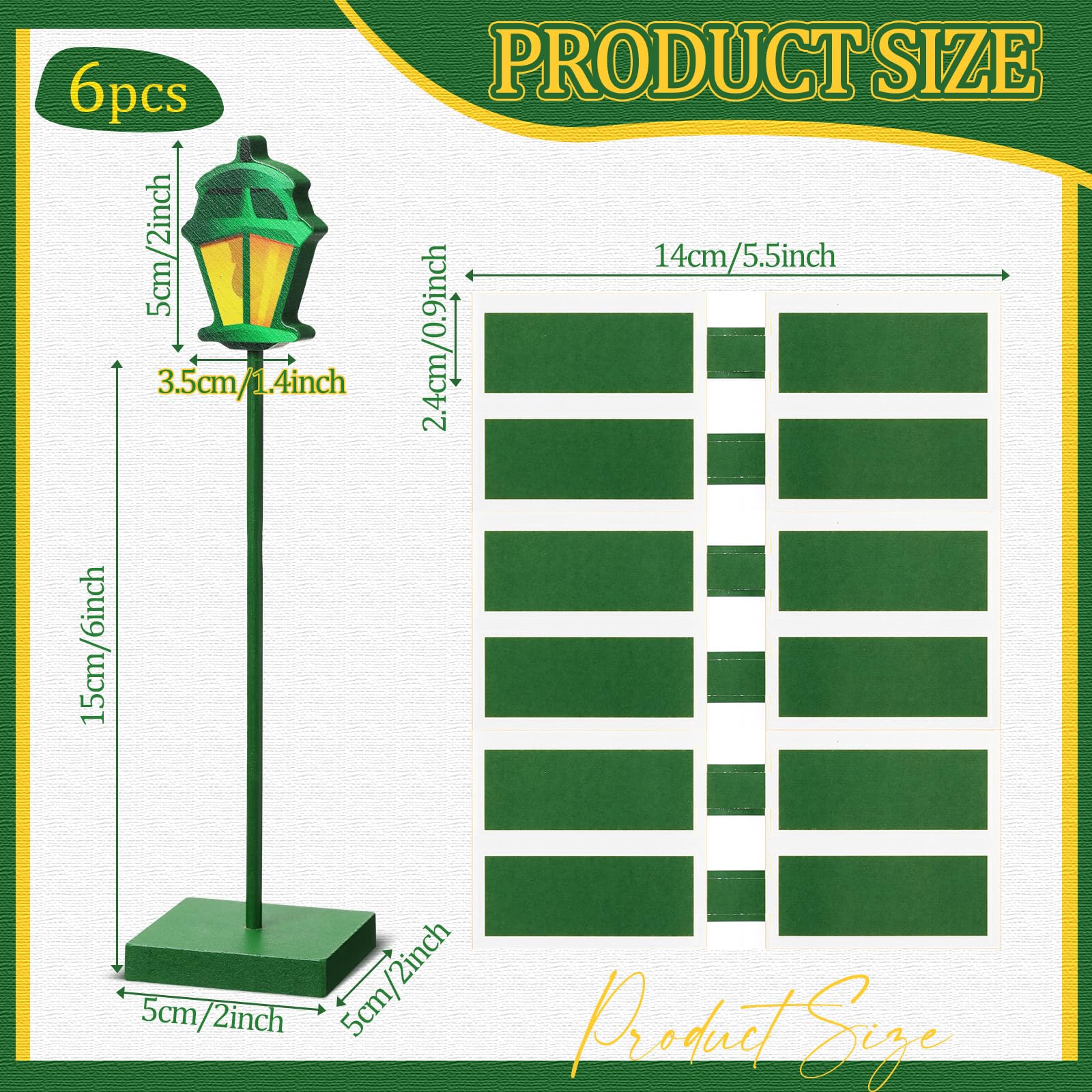 Colingmill 6 Pcs Wooden Street Sign Lamp Post Centerpiece with 24 Customizable Stickers for Party Decor