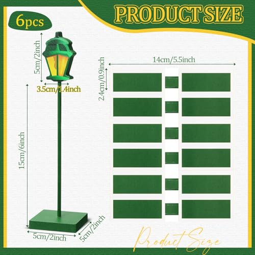 Colingmill 6 Pcs Wooden Street Sign Lamp Post Centerpiece with 24 Customizable Stickers for Party Decor