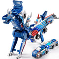 Collision Transforming Dinosaur Car Toy – 2-in-1 Magnetic Cars Transform into Dinosaur for Kids Ages 3-12 (Blue)