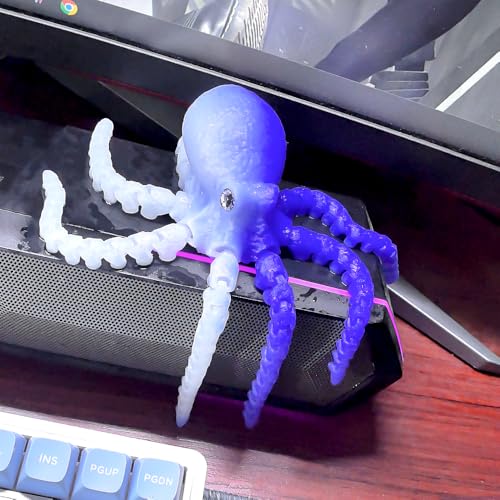 Color-Changing 3D Printed Octopus Fidget Toy – Blue to White, Temperature Sensitive, PLA Desk Decor